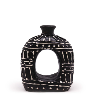 Keramikvase – Ovaler Donut, Schokoladenbraun, 18 cm