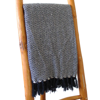 Boho-Wohndecke – Navy Zigzag
