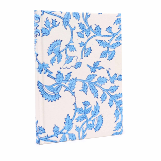 Notizbuch mit Baumwolleinband – Hellblaue Blumen, 96 Seiten