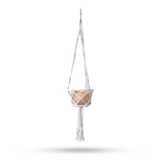 Makramee-Pflanzenhalter mit Ring – Natur, 16 cm