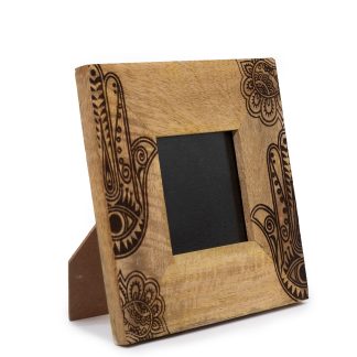Bilderrahmen aus Mangoholz – Hamsa, Schwarz