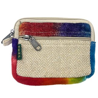 Kleines Reißverschluss-Pouchet – Tie-Dye, Hanf und Baumwolle