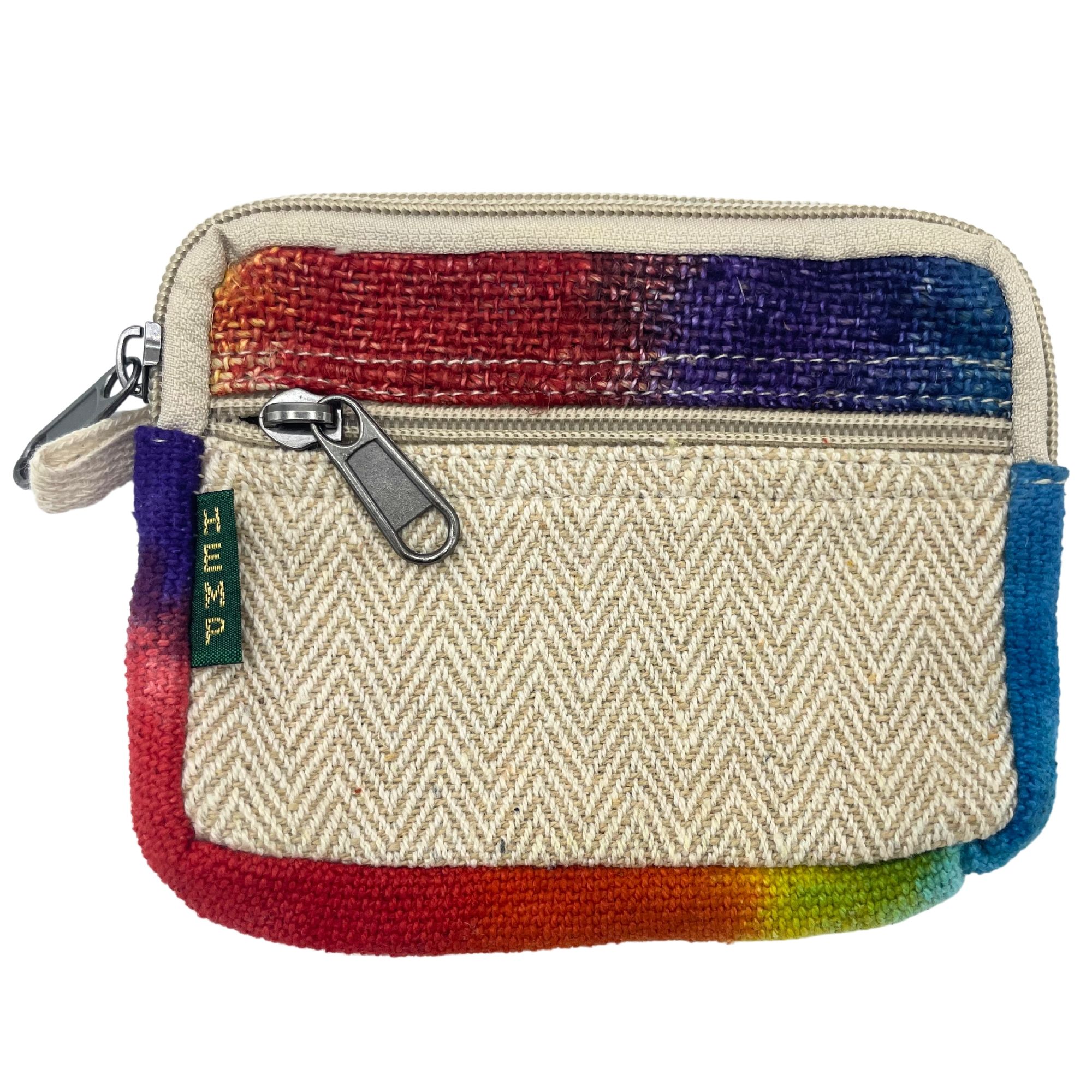 Kleines Reißverschluss-Pouchet – Tie-Dye, Hanf und Baumwolle