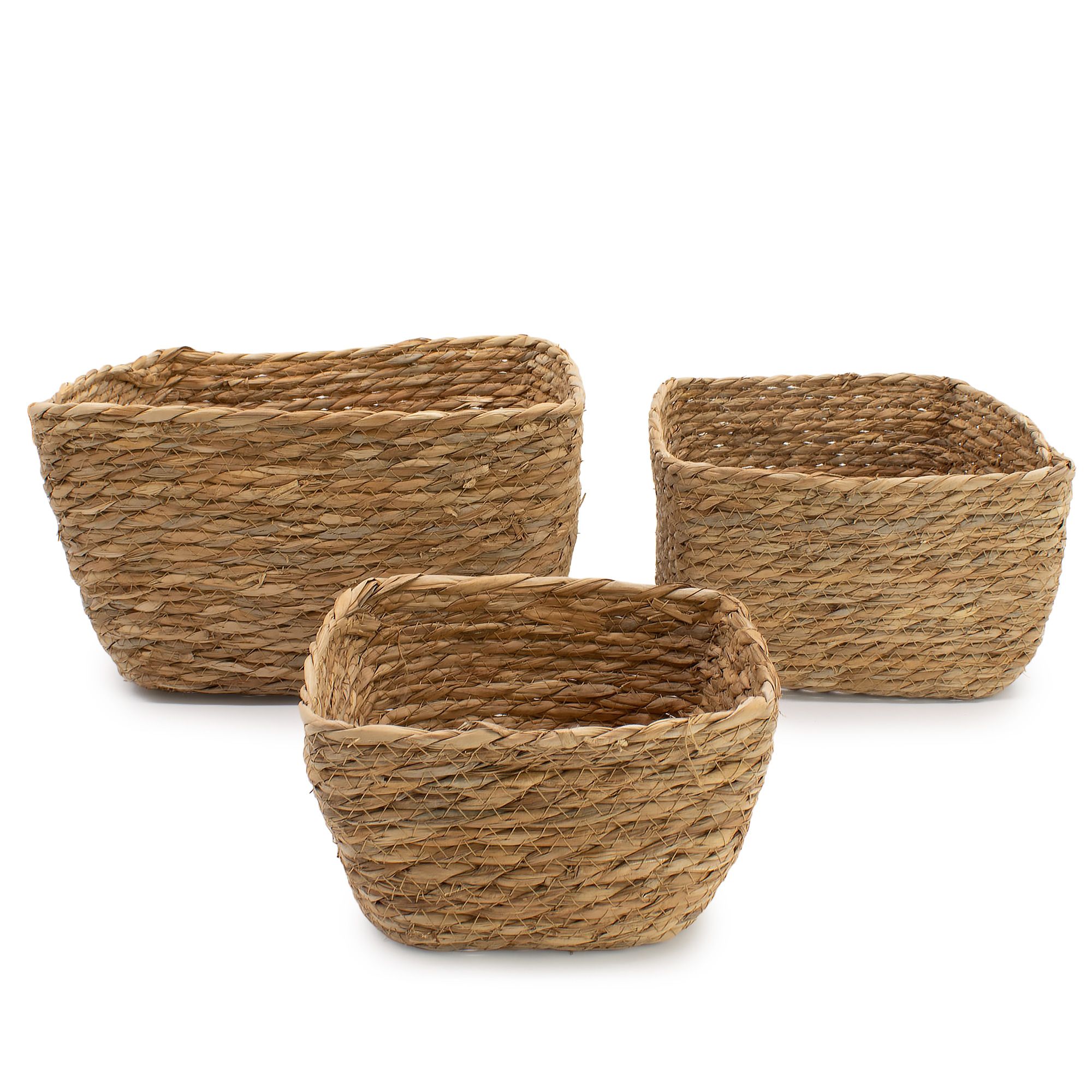 Quadratische Seegras-Körbe – Natur, 3er-Set