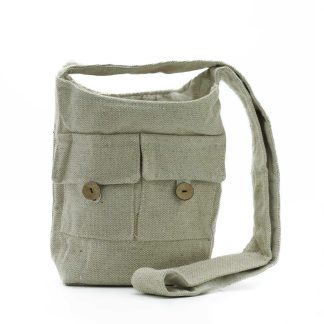 Umhängetasche mit zwei Taschen – Natur, Medium