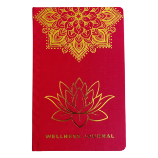 Wellness-Tagebuch – Rot, Goldenes Mandala und Lotus, 120 Seiten