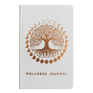 Wellness-Tagebuch – Weiß, Lebensbaum in Roségold, 120 Seiten