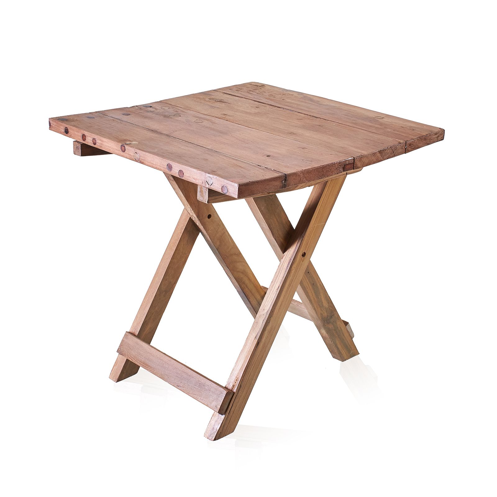 Quadratischer klappbarer Beistelltisch aus recyceltem Teakholz – 50 × 50 cm