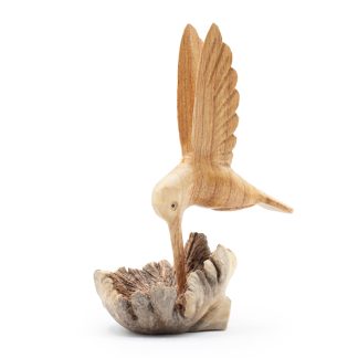 Holzschnitzerei – Kolibri beim Nektartrinken